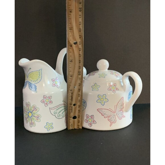 Temp-tations Creamer Sugar Bowl Lid Set Seasonal All A Flutter Butterfly - Picture 9 of 13